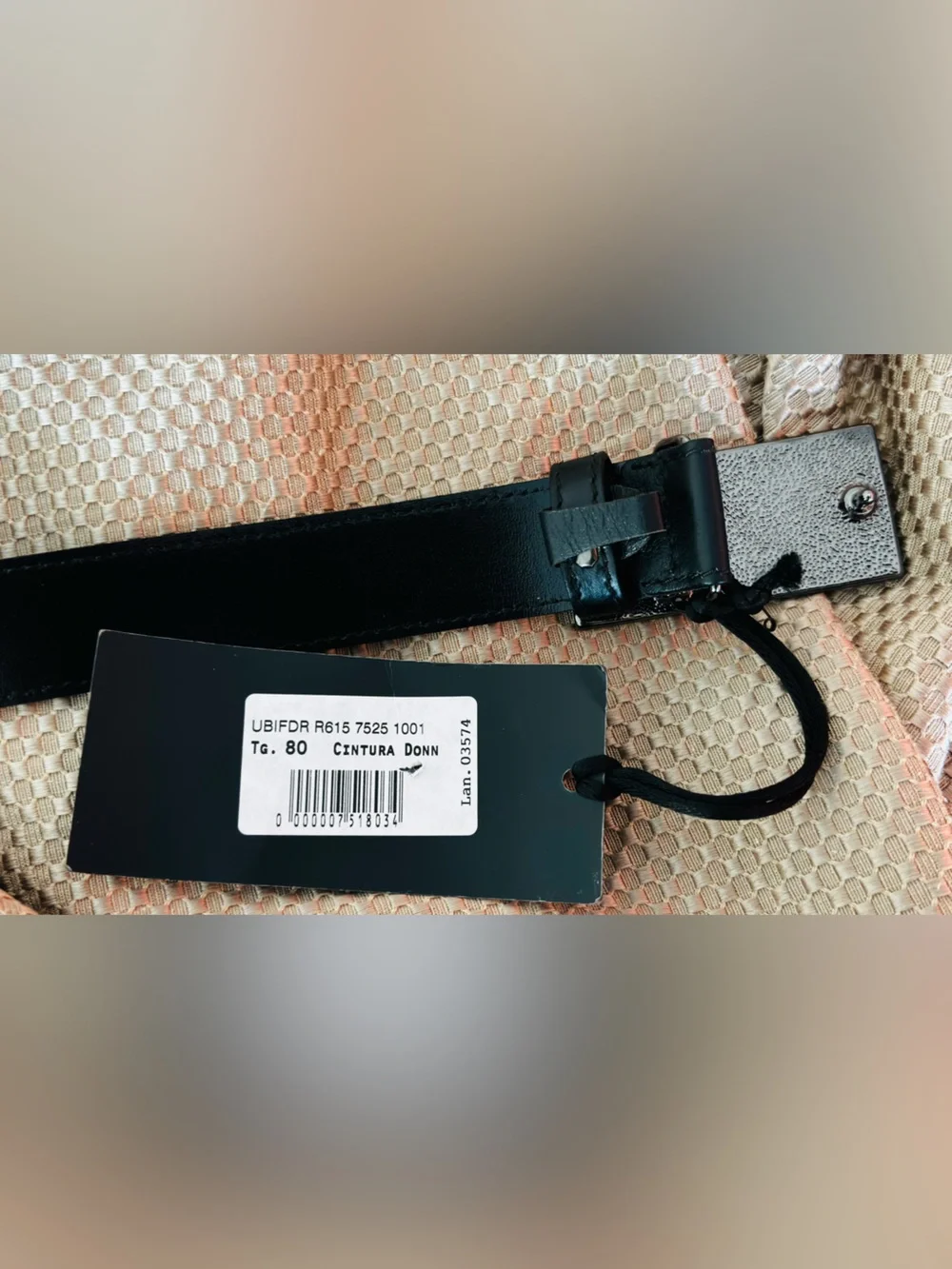 NWT- Richmond Black Leather Belt with Studded Union Jack Buckle